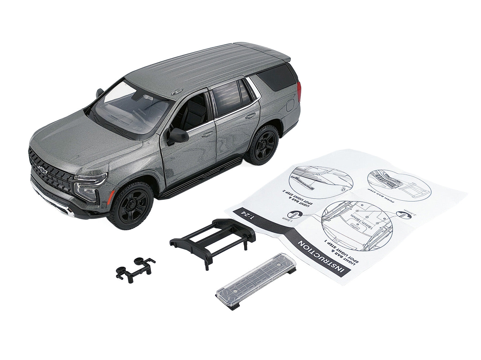 2025 Chevrolet Tahoe PPV Dark Gray Metallic "Custom Builder's Kit - Law Enforcement and Public Service" 1/24 Diecast Model Car by Motormax - image 2