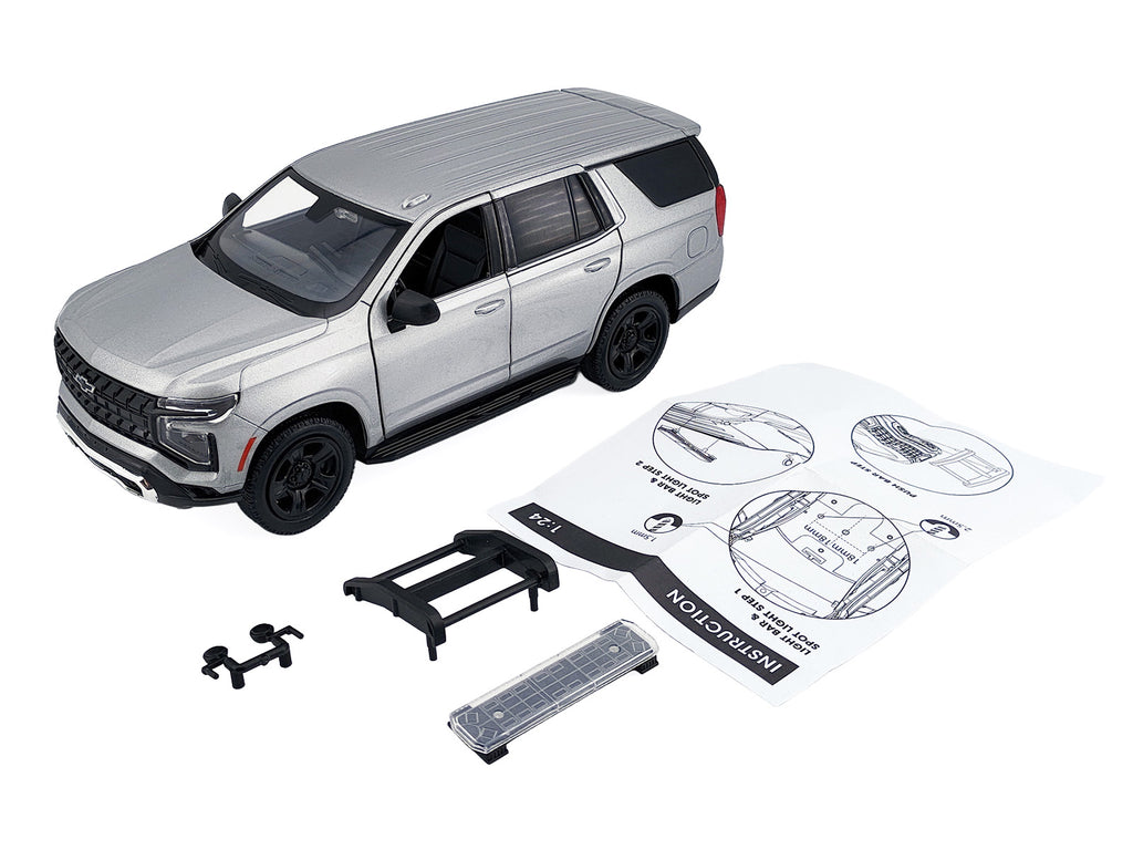 2025 Chevrolet Tahoe PPV Silver Metallic "Custom Builder's Kit - Law Enforcement and Public Service" Series 1/24 Diecast Model Car by Motormax - image 2