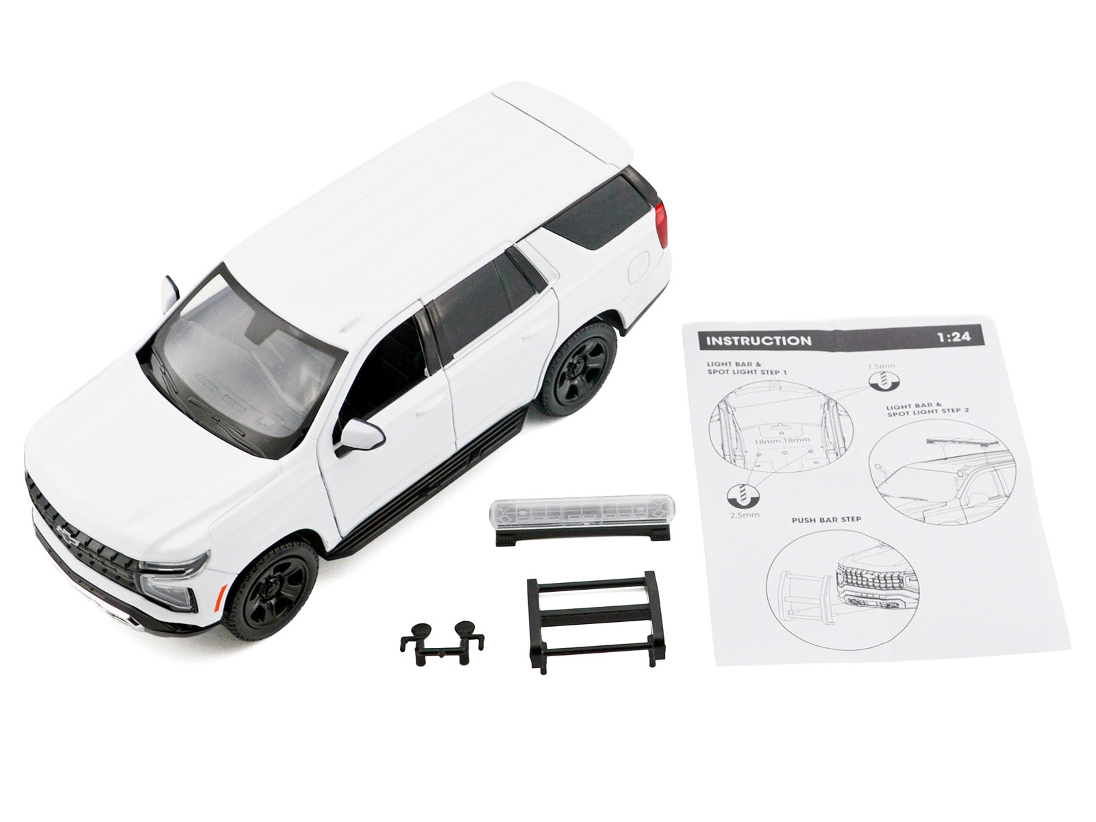 2025 Chevrolet Tahoe PPV White "Custom Builder's Kit - Law Enforcement and Public Service" Series 1/24 Diecast Model Car by Motormax - image 2