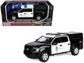 2019 Ford F-150 Lariat Crew Cab Pickup Truck with Camper "Los Angeles Police Department" Black and White "Law Enforcement and Public Service" Series 1/27 Diecast Model Car by Motormax