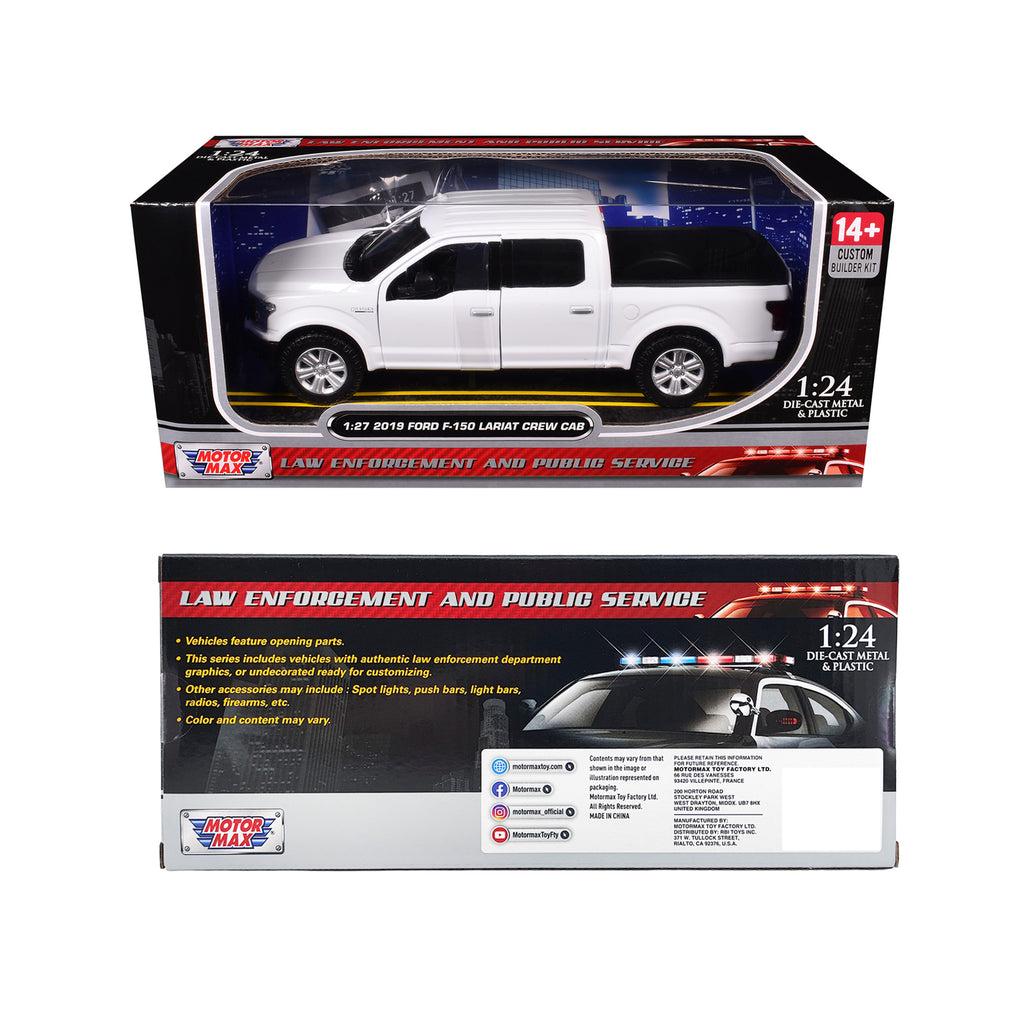 2019 Ford F-150 Lariat Crew Cab Pickup Truck Unmarked Plain White "Custom Builder's Kit - Law Enforcement and Public Service" Series 1/27 Diecast Model Car by Motormax - image 3