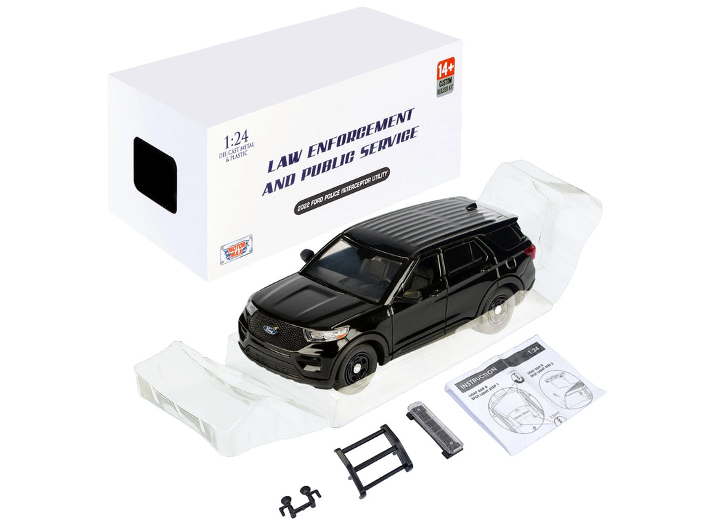 2022 Ford Police Interceptor Utility Unmarked Black "Builder's Kit" "Law Enforcement and Public Service" Series 1/24 Diecast Model Car by Motormax - image 2