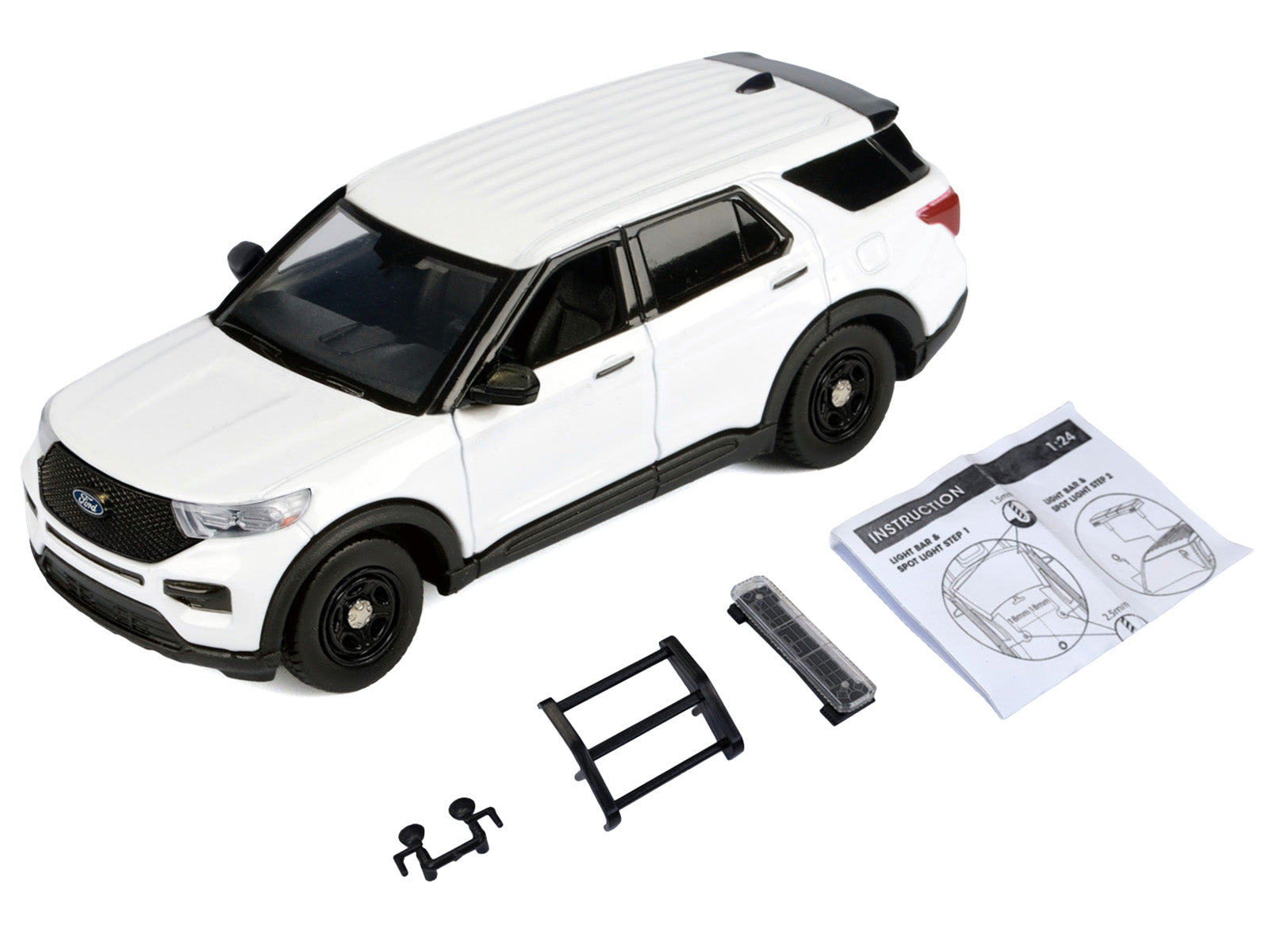 2022 Ford Police Interceptor Utility Unmarked White "Builder's Kit" "Law Enforcement and Public Service" Series 1/24 Diecast Model Car by Motormax - image 2