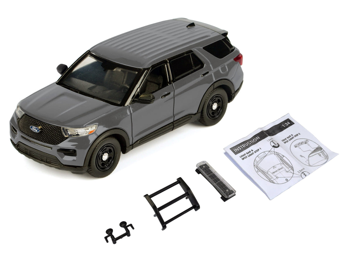 2022 Ford Police Interceptor Utility Unmarked Gray Metallic "Builder's Kit" "Law Enforcement and Public Service" Series 1/24 Diecast Model Car by Motormax - image 2