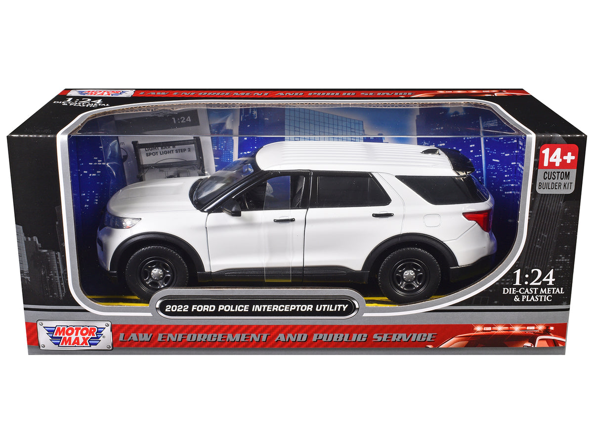 2022 Ford Police Interceptor Utility Unmarked White "Builder's Kit" "Law Enforcement and Public Service" Series 1/24 Diecast Model Car by Motormax - image 3