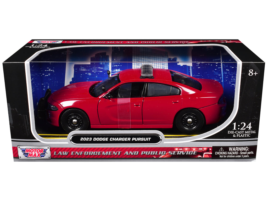 2023 Dodge Charger Pursuit Police Car Red "Law Enforcement and Public Service" Series 1/24 Diecast Model Car by Motormax - image 3