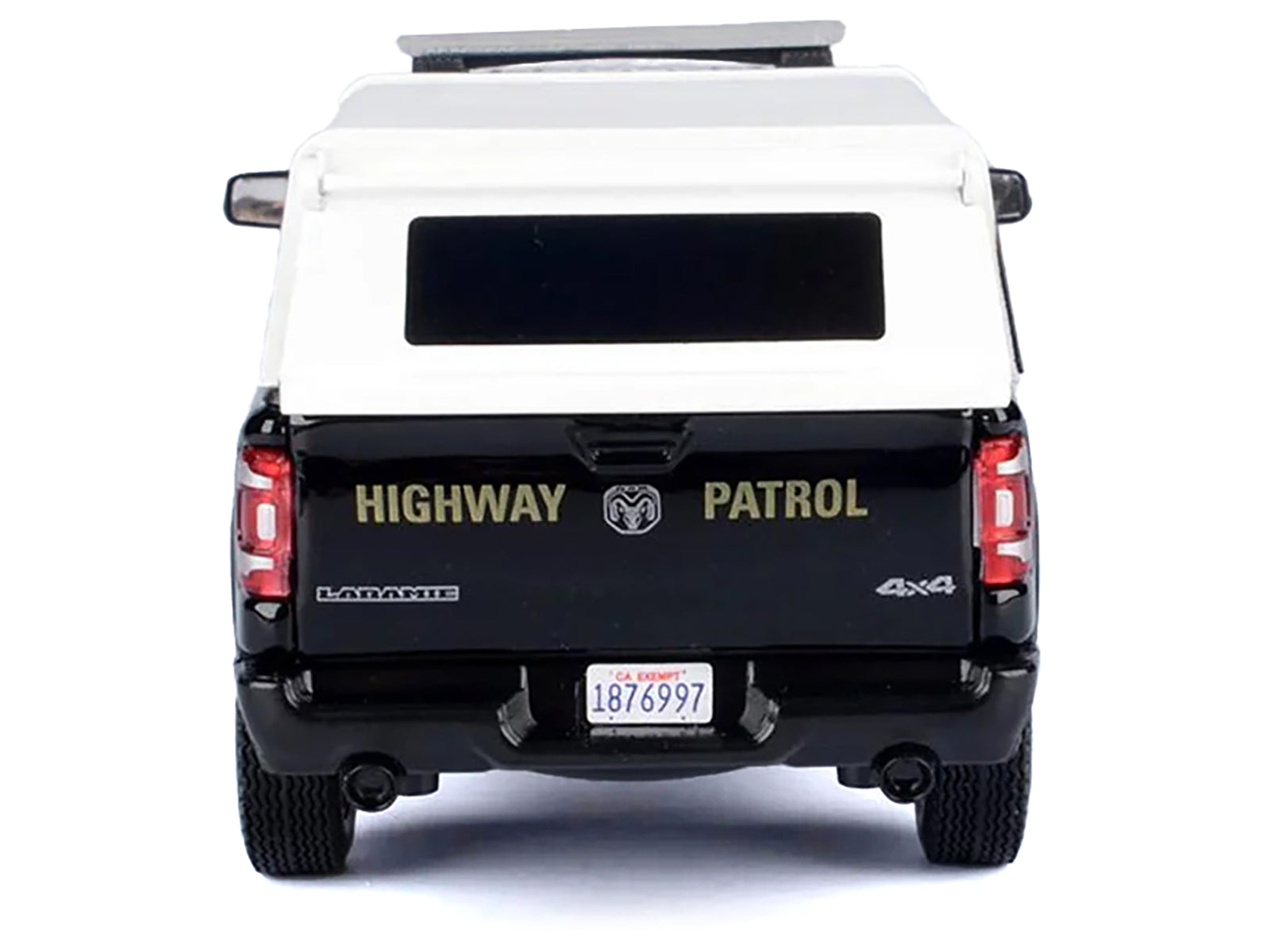 2019 RAM 1500 Laramine Crew Cab Pickup Truck "California Highway Patrol" Black and White with Truck Bed Camper "Law Enforcement and Public Service" Series 1/27 Diecast Model Car by Motormax - image 4