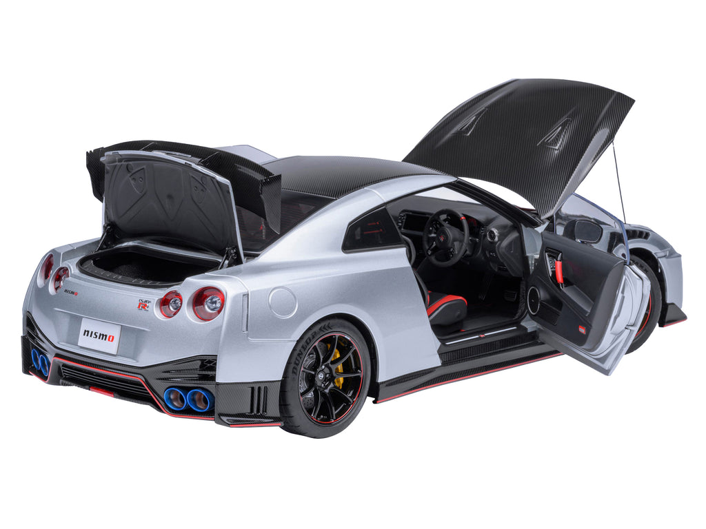 2022 Nissan GT-R (R35) Nismo Special Edition RHD (Right Hand Drive) Ultimate Metal Silver with Carbon Hood and Top 1/18 Model Car by Autoart - image 2