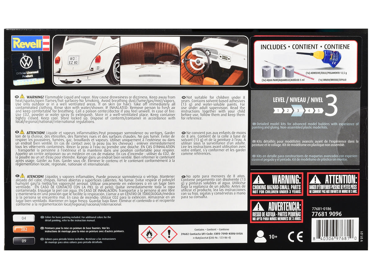 Level 3 Model Kit 1968 Volkswagen Beetle All-Included Kit 1/32 Scale Model by Revell