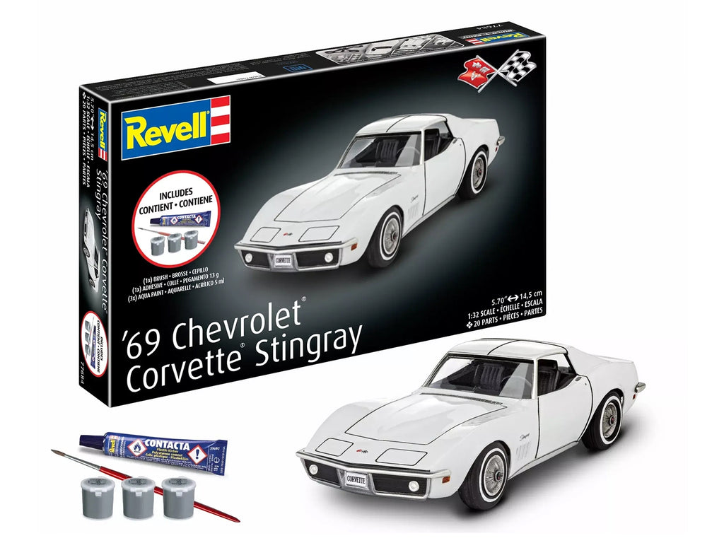 Level 3 Model Kit 1969 Chevrolet Corvette Stingray All-Included Kit 1/32 Scale Model by Revell