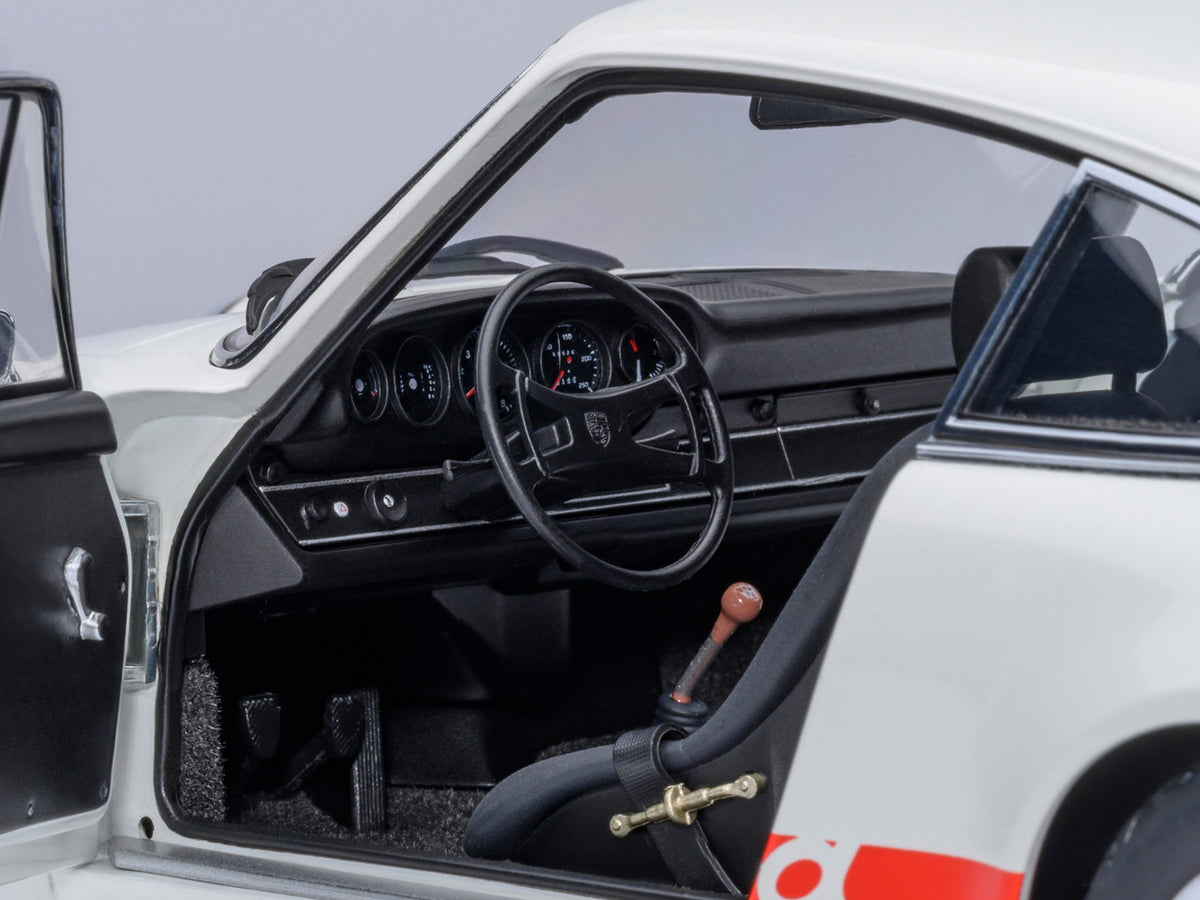 Porsche 911 Carrera 2.7 RS Grand Prix White with Red Stripes and Wheels 1/18 Model Car by Autoart - image 4