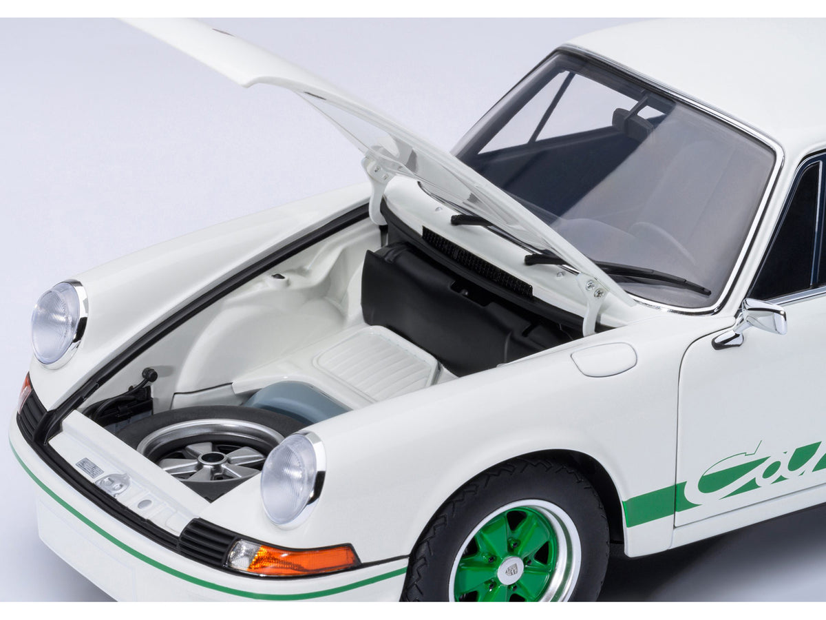 Porsche 911 Carrera 2.7 RS Grand Prix White with Green Stripes and Wheels 1/18 Model Car by Autoart - image 3