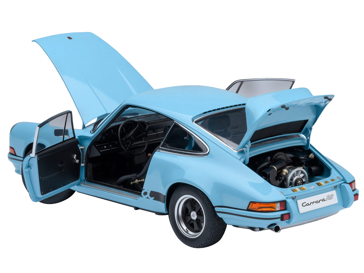 Porsche 911 Carrera 2.7 RS Gulf Blue with Black Stripes and Wheels 1/18 Model Car by Autoart - image 2