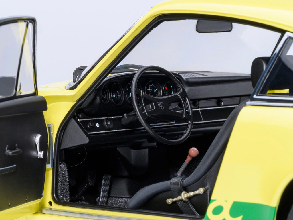 Porsche 911 Carrera 2.7 RS Light Yellow with Green Stripes and Wheels 1/18 Model Car by Autoart - image 5