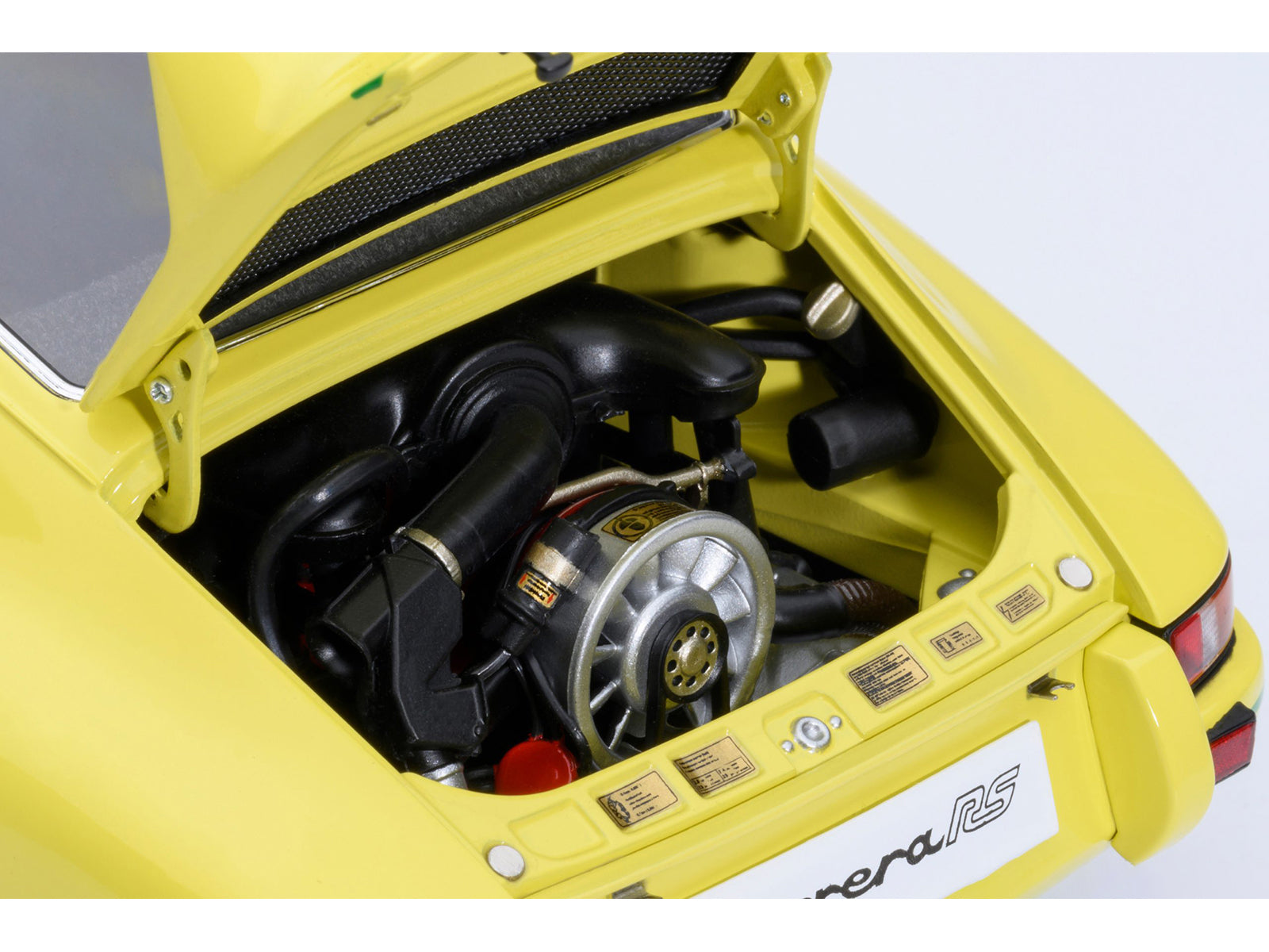 Porsche 911 Carrera 2.7 RS Light Yellow with Green Stripes and Wheels 1/18 Model Car by Autoart - image 4