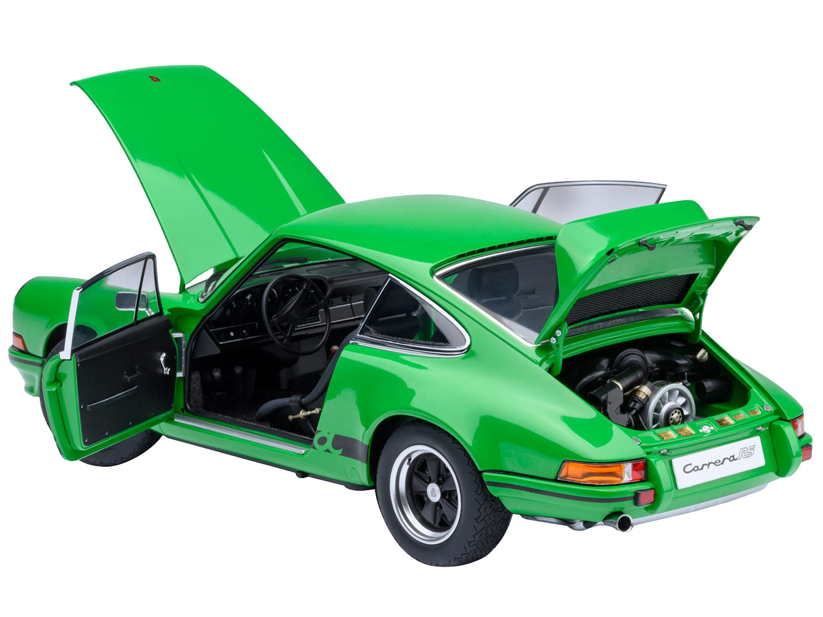 Porsche 911 Carrera 2.7 RS Viper Green with Black Stripes and Wheels 1/18 Model Car by Autoart - image 2