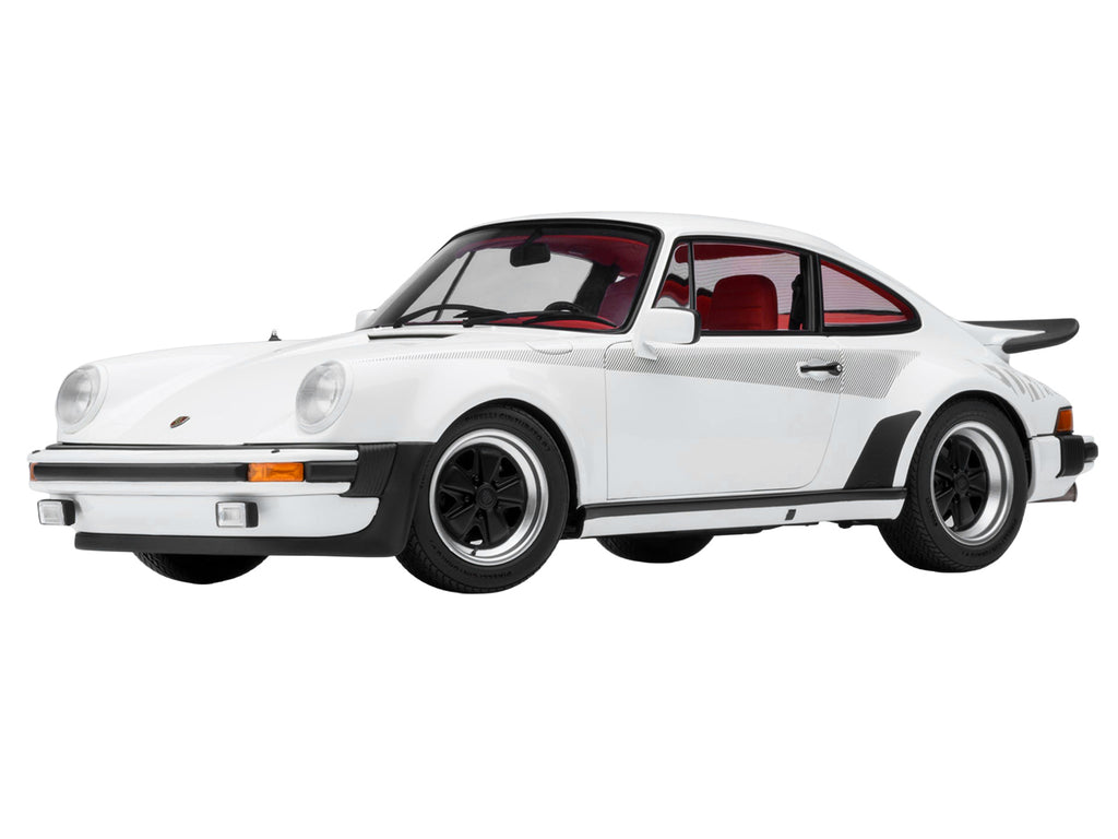 Porsche 911 Turbo 3.0 (930) Grand Prix White with Turbo Stripes and Red Interior 1/18 Model Car by Autoart - image 2
