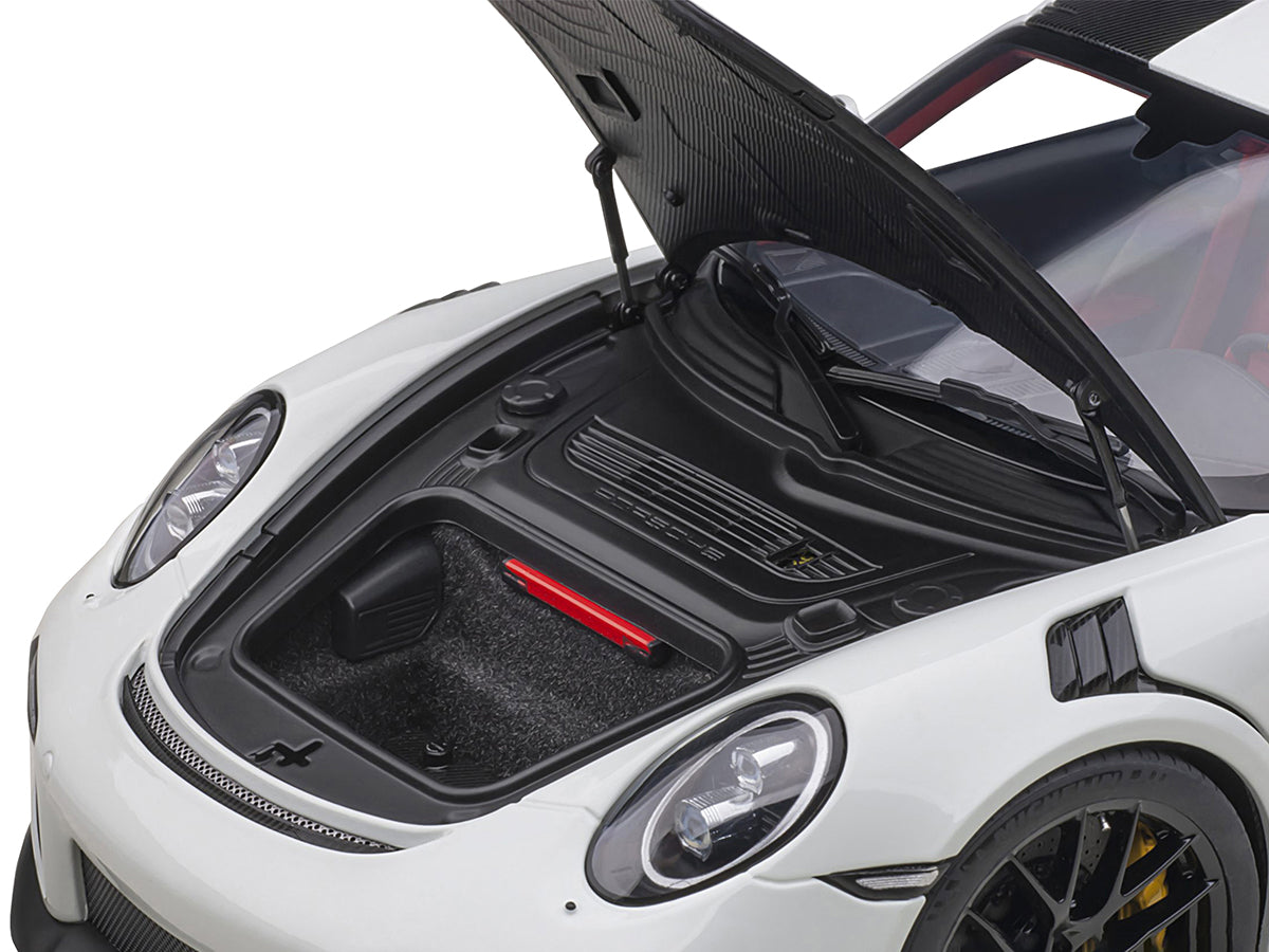 Porsche 911 (991.2) GT2 RS Weissach Package White with Carbon Stripes 1/18 Model Car by Autoart - image 3