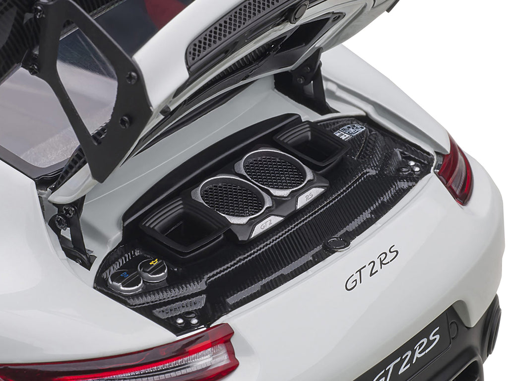 Porsche 911 (991.2) GT2 RS Weissach Package White with Carbon Stripes 1/18 Model Car by Autoart - image 4