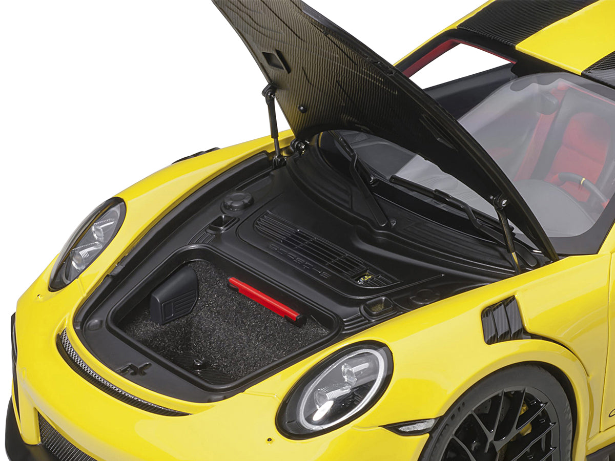 Porsche 911 (991.2) GT2 RS Weissach Package Racing Yellow with Carbon Stripes 1/18 Model Car by Autoart - image 3