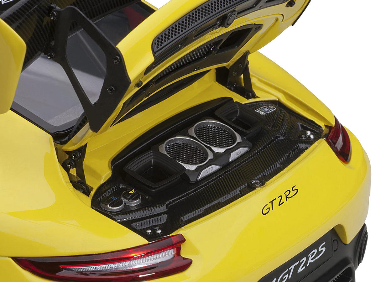 Porsche 911 (991.2) GT2 RS Weissach Package Racing Yellow with Carbon Stripes 1/18 Model Car by Autoart - image 4