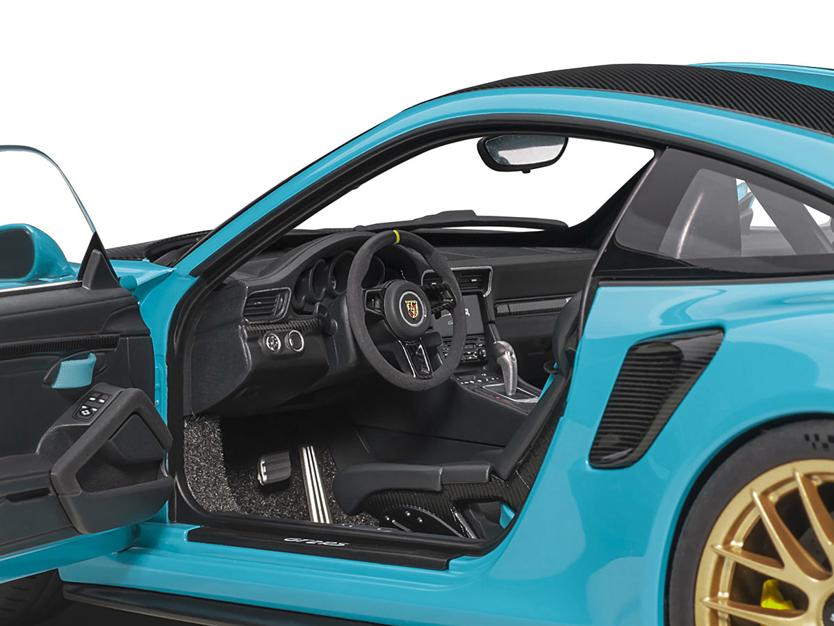 Porsche 911 (991.2) GT2 RS Weissach Package Miami Blue with Carbon Stripes 1/18 Model Car by Autoart - image 3