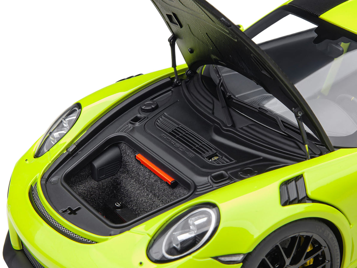 Porsche 911 (991.2) GT2 RS Weissach Package Acid Green with Carbon Stripes 1/18 Model Car by Autoart - image 2