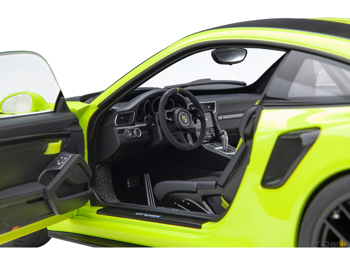 Porsche 911 (991.2) GT2 RS Weissach Package Acid Green with Carbon Stripes 1/18 Model Car by Autoart - image 3