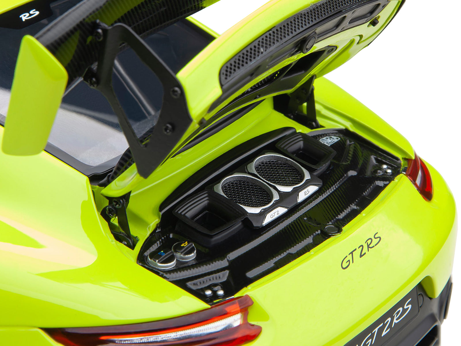 Porsche 911 (991.2) GT2 RS Weissach Package Acid Green with Carbon Stripes 1/18 Model Car by Autoart - image 4