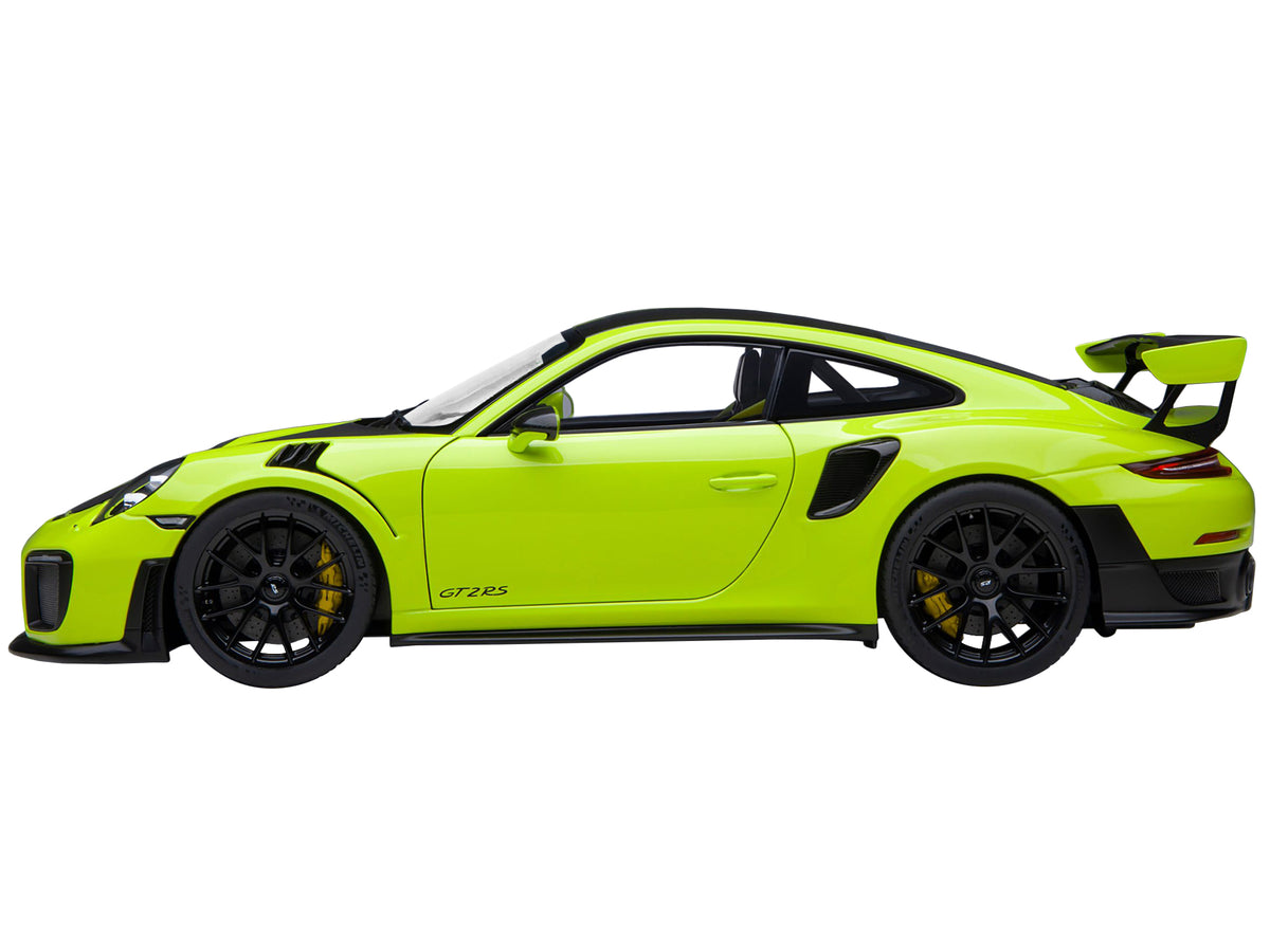 Porsche 911 (991.2) GT2 RS Weissach Package Acid Green with Carbon Stripes 1/18 Model Car by Autoart - image 5
