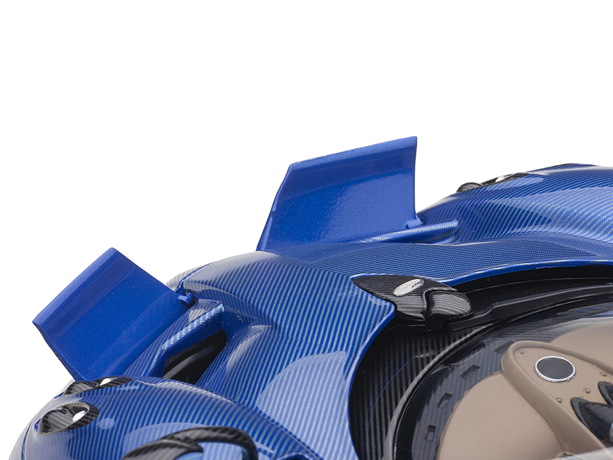 Pagani Huayra Roadster Blue Tricolore Carbon Fiber with Black Top with Luggage Set 1/18 Model Car by Autoart - image 4