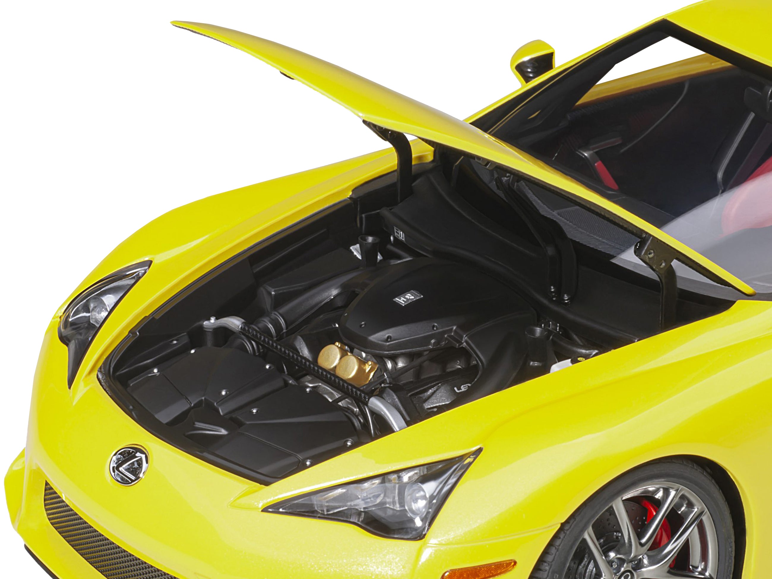 Lexus LFA Pearl Yellow with Red and Black Interior 1/18 Model Car by Autoart - image 3