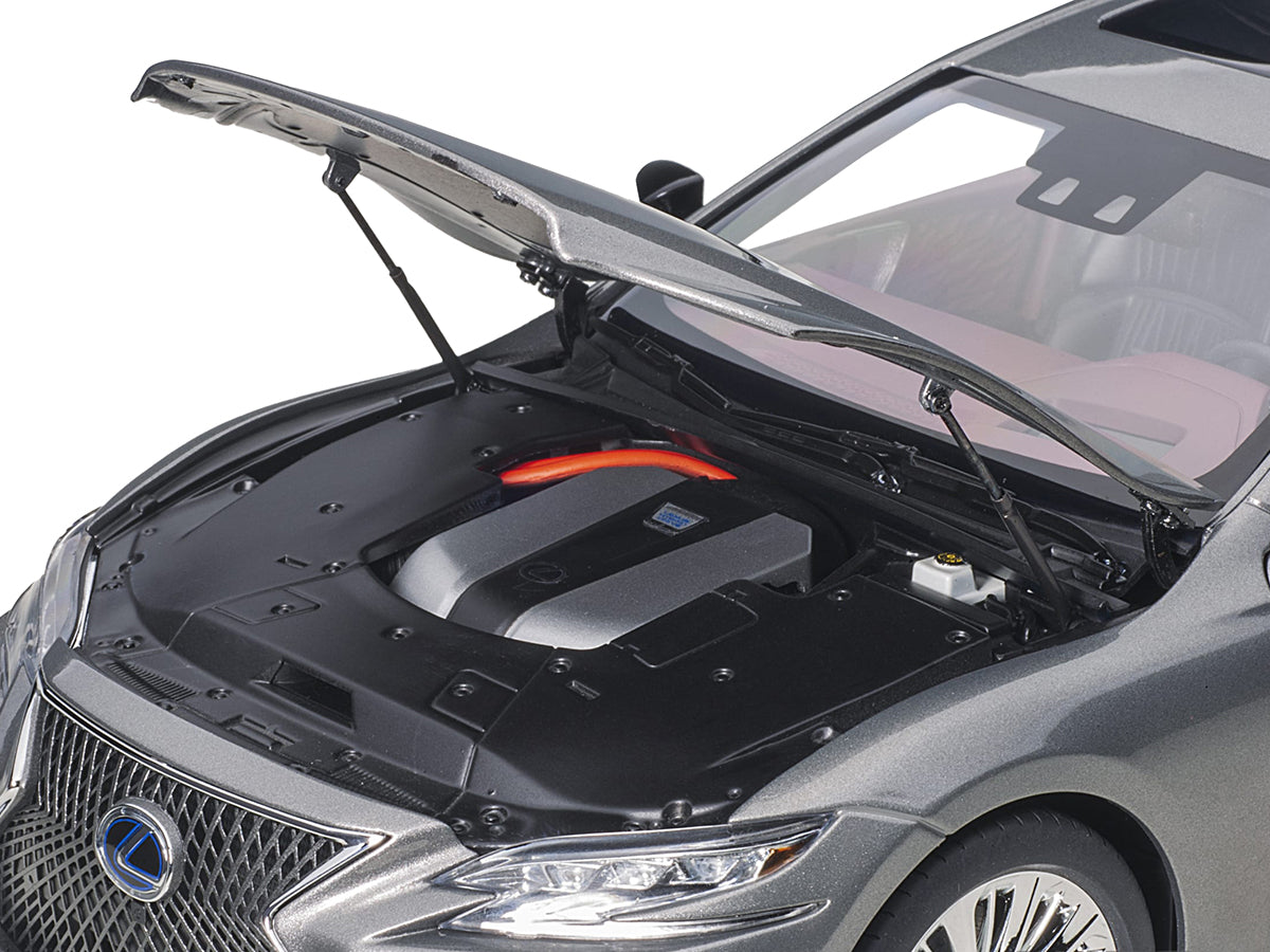 Lexus LS500h Manganese Luster Gray Metallic with Crimson and Black Interior 1/18 Model Car by Autoart - image 3