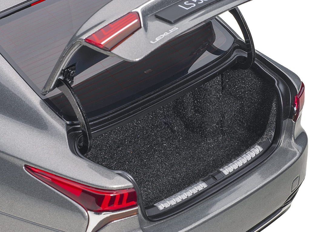 Lexus LS500h Manganese Luster Gray Metallic with Crimson and Black Interior 1/18 Model Car by Autoart - image 5