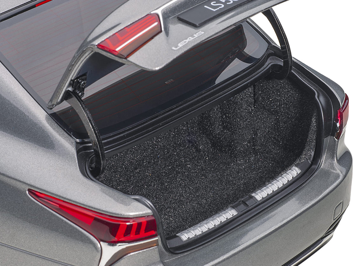 Lexus LS500h Manganese Luster Gray Metallic with Crimson and Black Interior 1/18 Model Car by Autoart - image 5