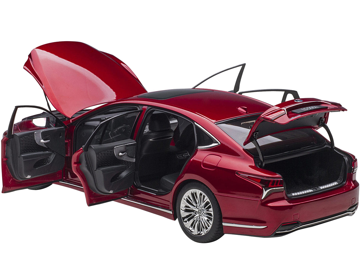 Lexus LS500h Morello Red Metallic with Chrome Wheels 1/18 Model Car by Autoart - image 2