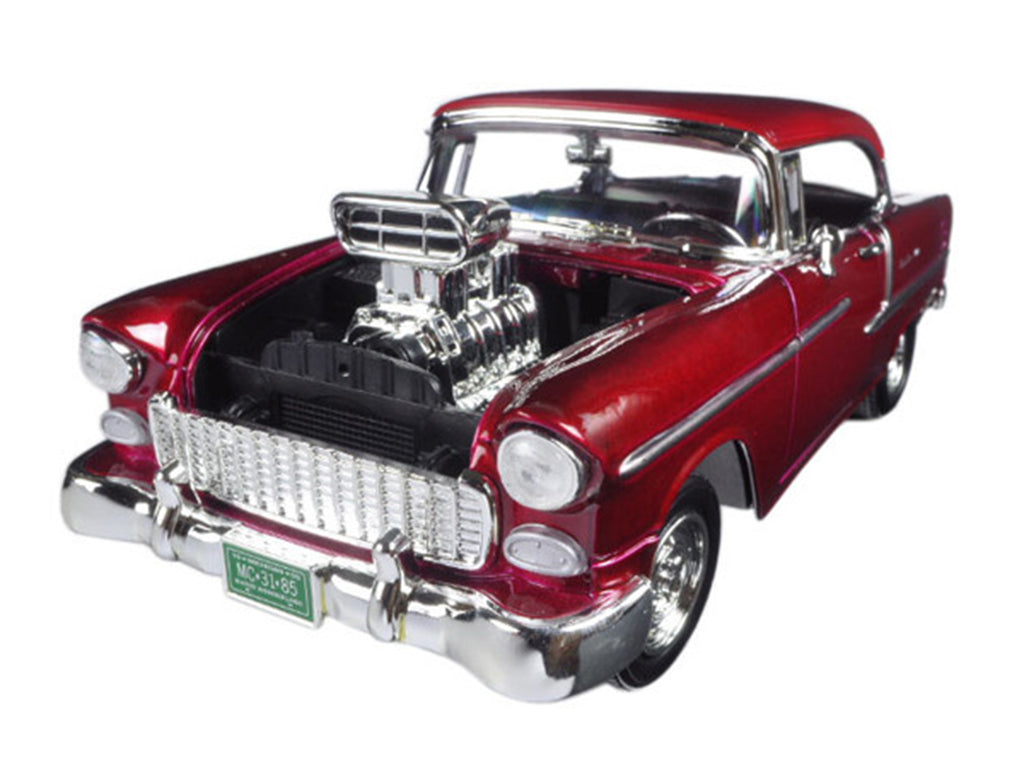 1955 Chevrolet Bel Air Burgundy With Blower Timeless Classics 1/18 Diecast Model Car  by Motormax - image 2
