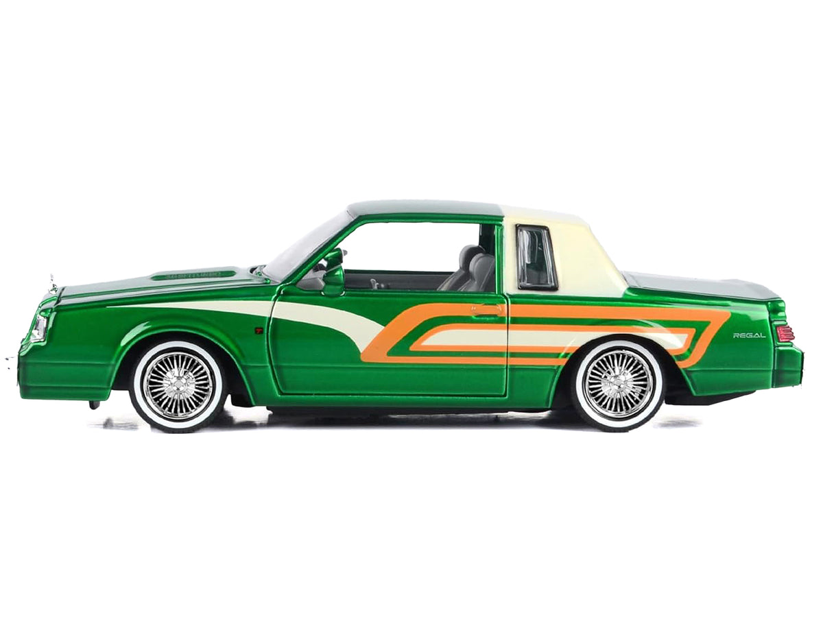 1987 Buick Regal 3.8 SFI Turbo Green Metallic and Cream with Graphics "Get Low" Series 1/24 Diecast Model Car by Motormax - image 3