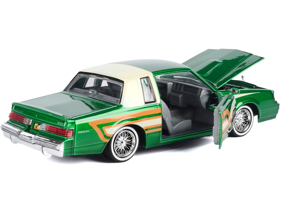 1987 Buick Regal 3.8 SFI Turbo Green Metallic and Cream with Graphics "Get Low" Series 1/24 Diecast Model Car by Motormax - image 2
