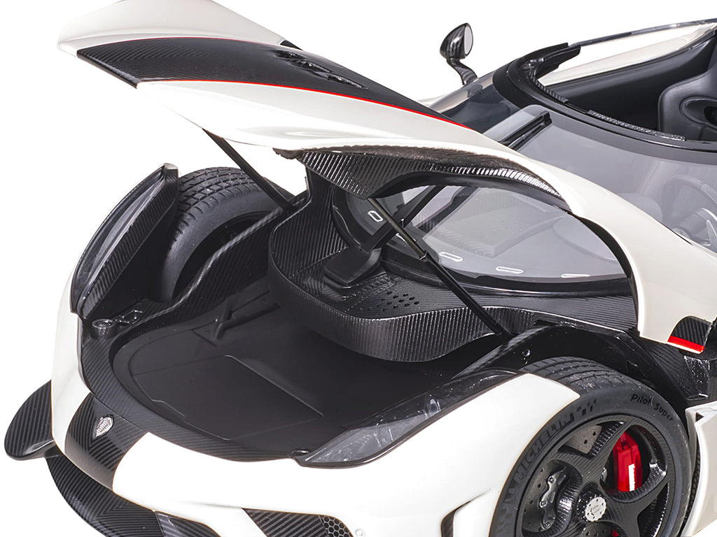 Koenigsegg Regera White with Black Carbon and Red Stripes 1/18  Model Car by Autoart - image 3