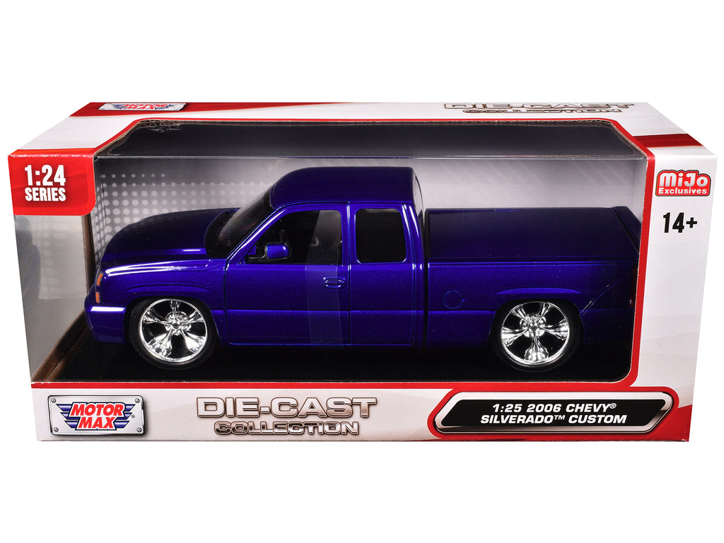 2006 Chevrolet Silverado Custom Pickup Truck Blue Metallic "Die-Cast Collection" Series 1/25 Diecast Model Car by Motormax - image 3