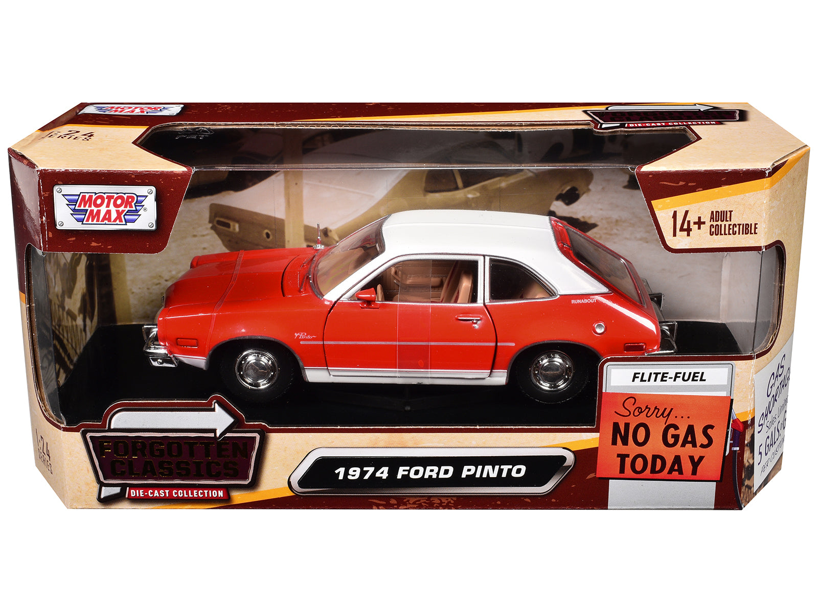 1974 Ford Pinto Orange with White Top "Forgotten Classics" Series 1/24 Diecast Model Car by Motormax - image 3