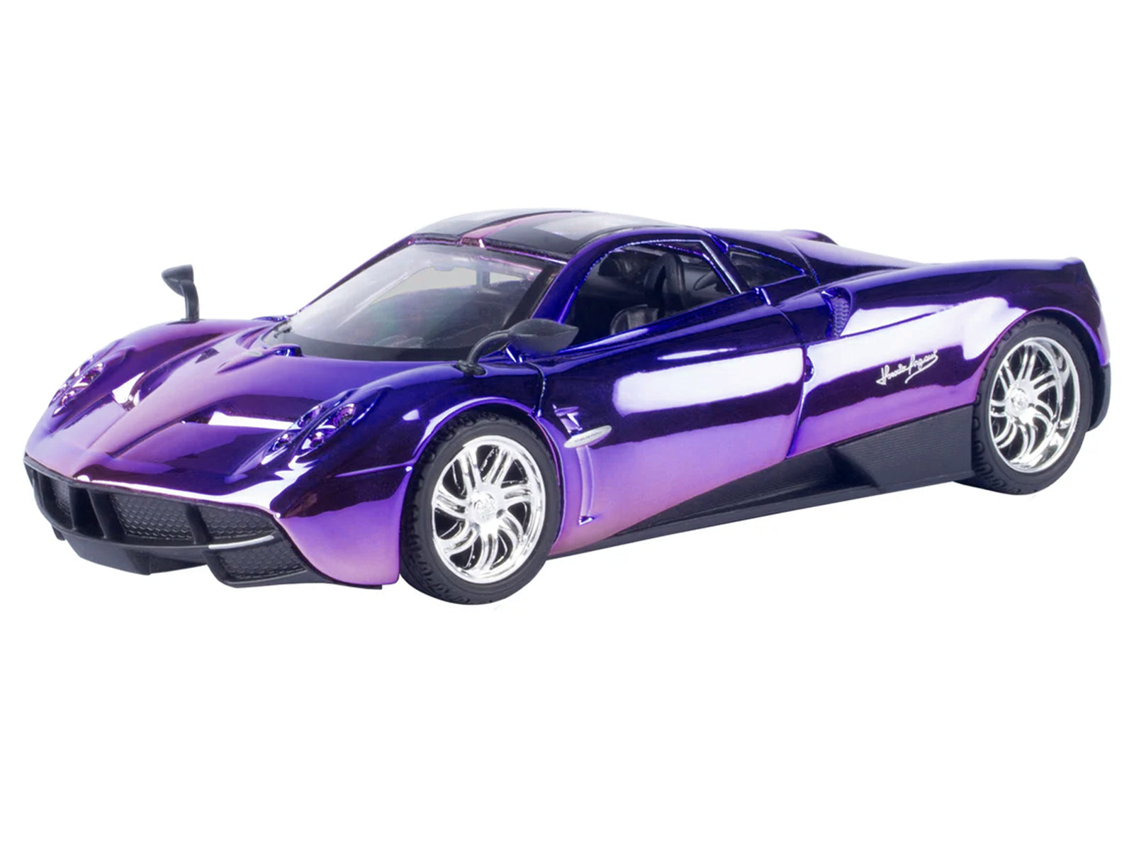 Pagani Huayra Pink and Purple Chrome "Custom Wrap" Series 1/24 Diecast Model Car by Motormax - image 2