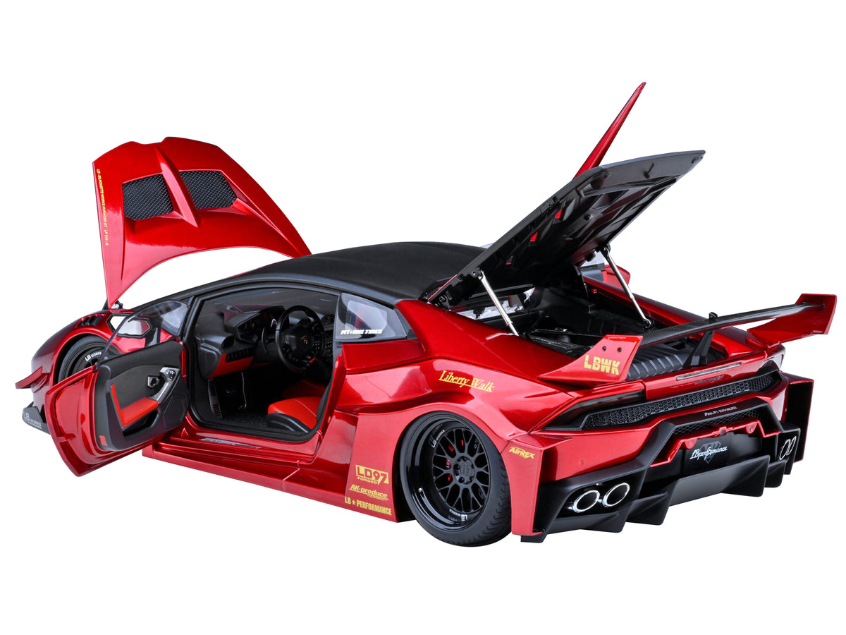 Lamborghini Huracan GT "LB-Silhouette Works" Hyper Red Metallic with Black Top 1/18 Model Car by Autoart - image 2