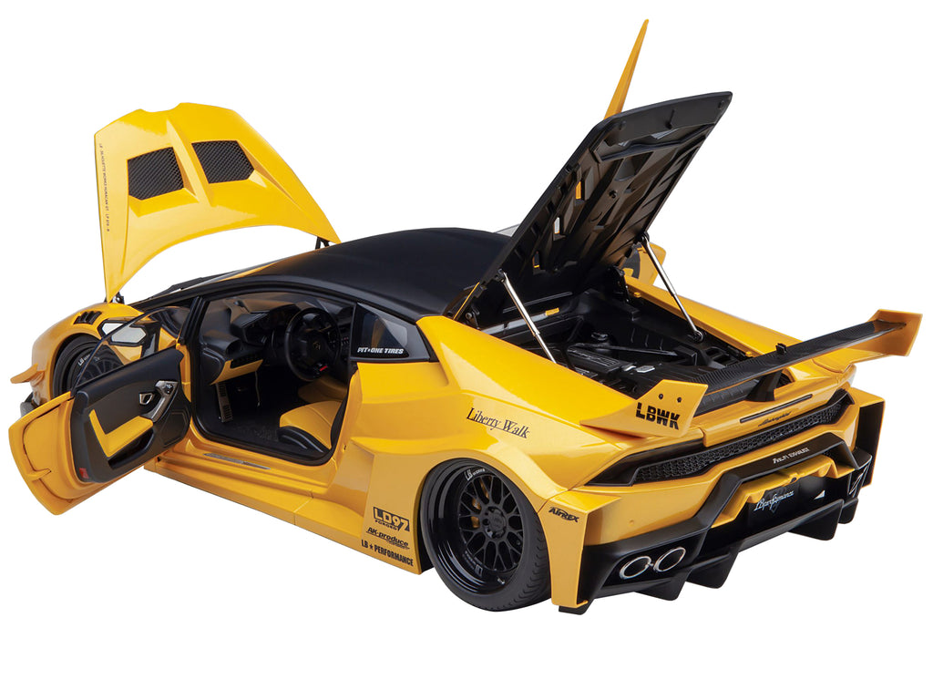 Lamborghini Huracan GT "LB-Silhouette Works" Yellow Metallic with Black Top 1/18 Model Car by Autoart - image 2