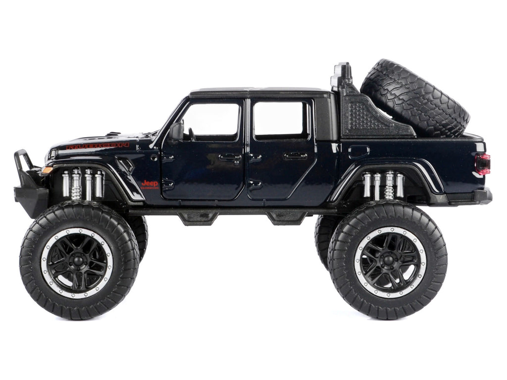 2021 Jeep Gladiator Rubicon Off-Road Pickup Truck Black with Matt Black Top "Off Road" Series 1/27 Diecast Model Car by Motormax - image 2