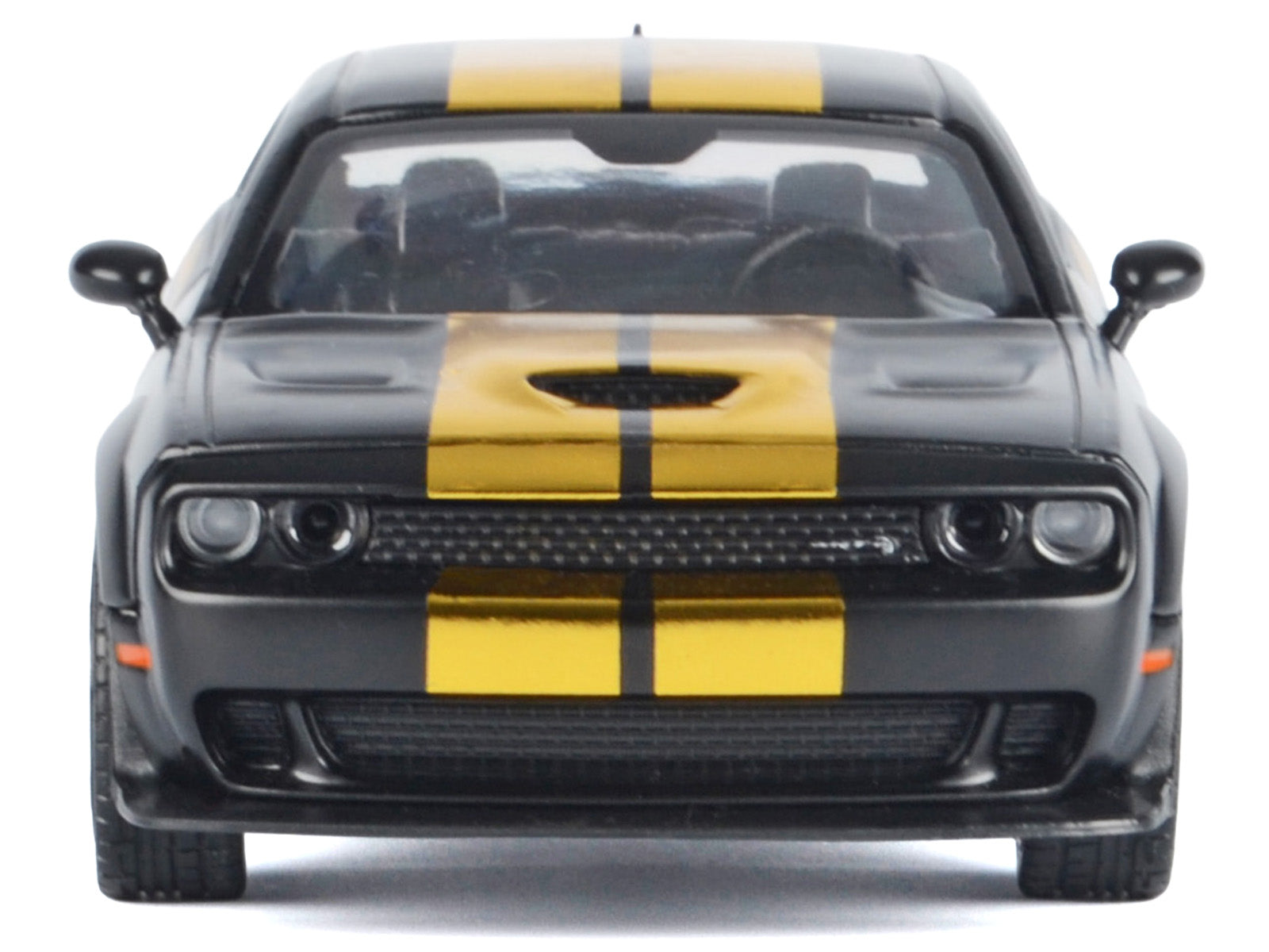 2018 Dodge Challenger SRT Hellcat Widebody Matt Black with Gold Stripes and Graphics "Midnight Eclipse" Series 1/24 Diecast Model Car by Motormax - image 3