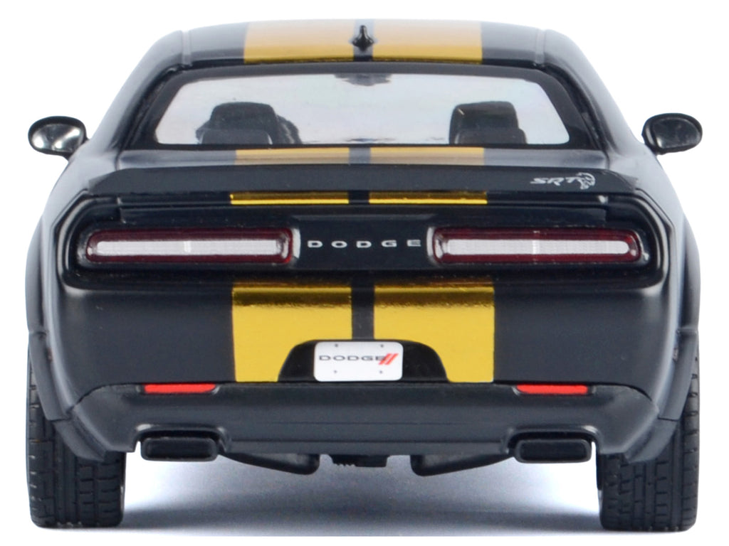 2018 Dodge Challenger SRT Hellcat Widebody Matt Black with Gold Stripes and Graphics "Midnight Eclipse" Series 1/24 Diecast Model Car by Motormax - image 4