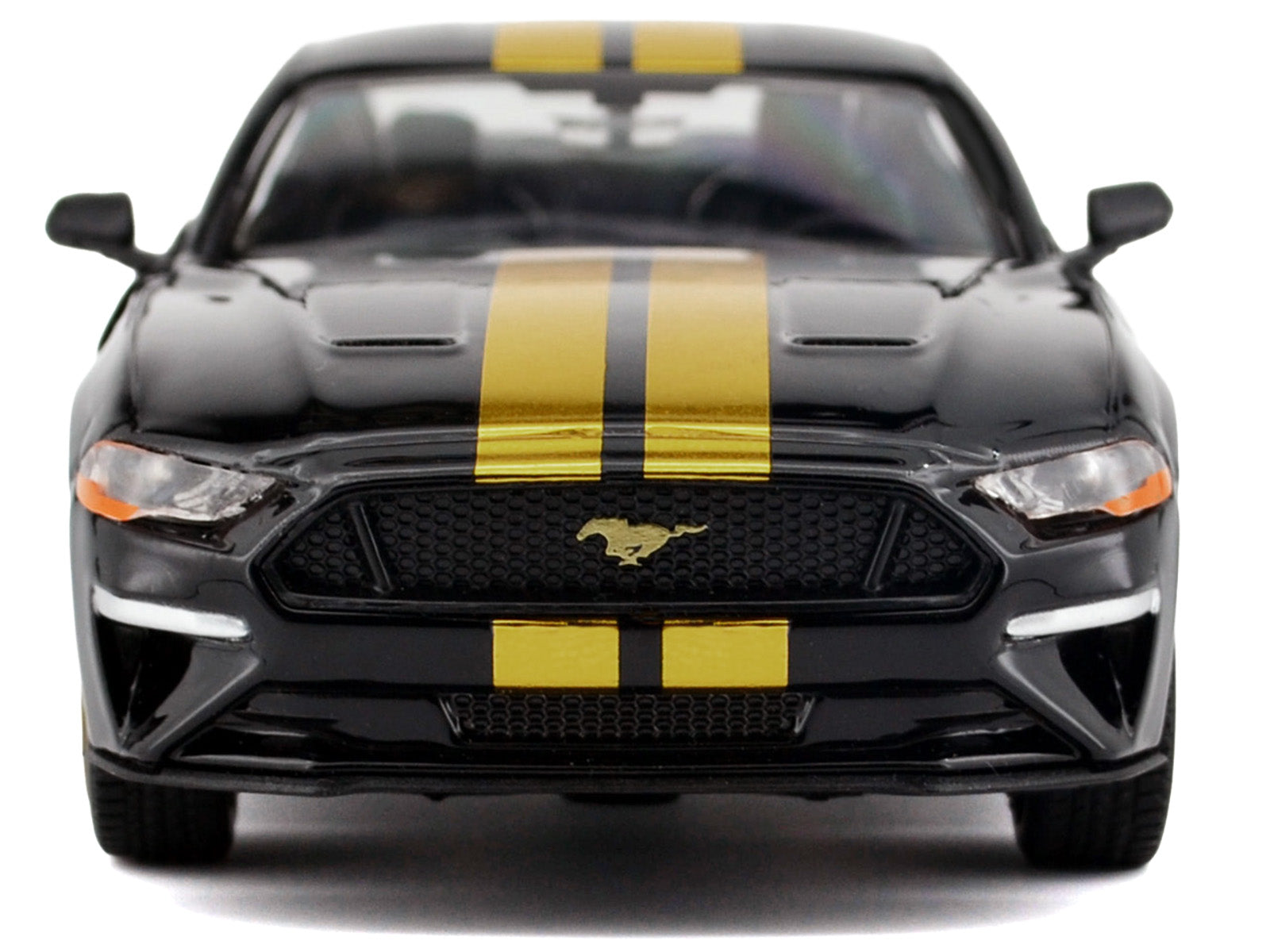 2018 Ford Mustang GT 5.0 Black with Gold Stripes and Graphics "Midnight Eclipse" Series 1/24 Diecast Model Car by Motormax - image 3
