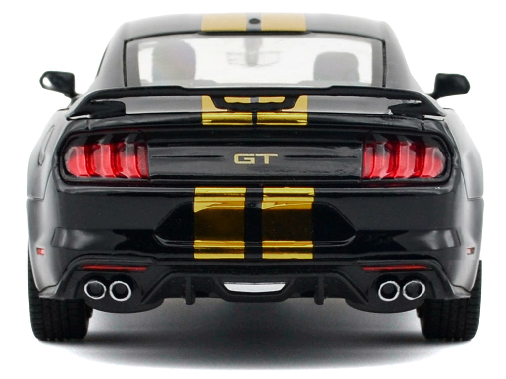 2018 Ford Mustang GT 5.0 Black with Gold Stripes and Graphics "Midnight Eclipse" Series 1/24 Diecast Model Car by Motormax - image 4